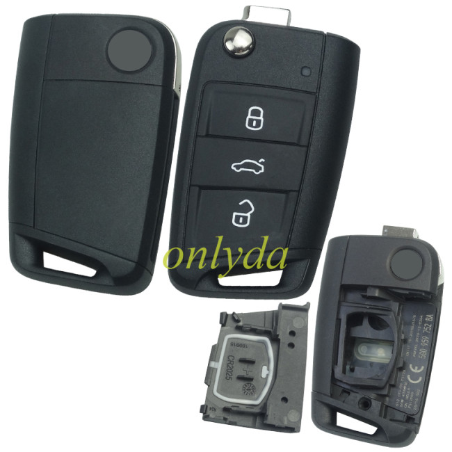 For VW OEM 3 button remote key blank No blade