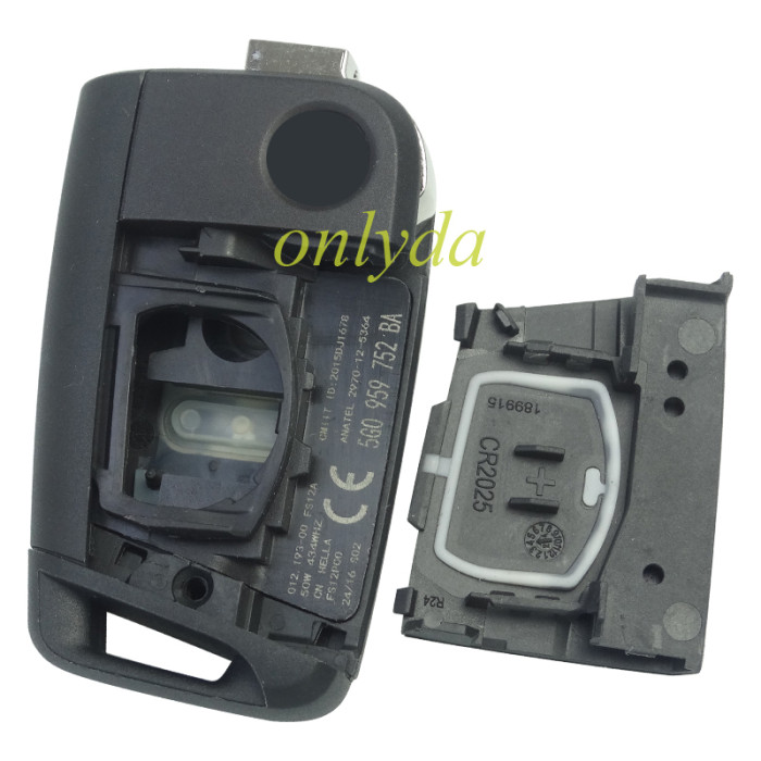 For VW OEM 3 button remote key blank No blade