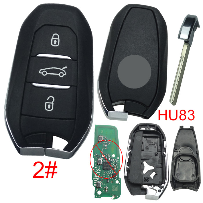 For Peugeot remote key shell with triangle badge, blade HU83. Pls choose the button type