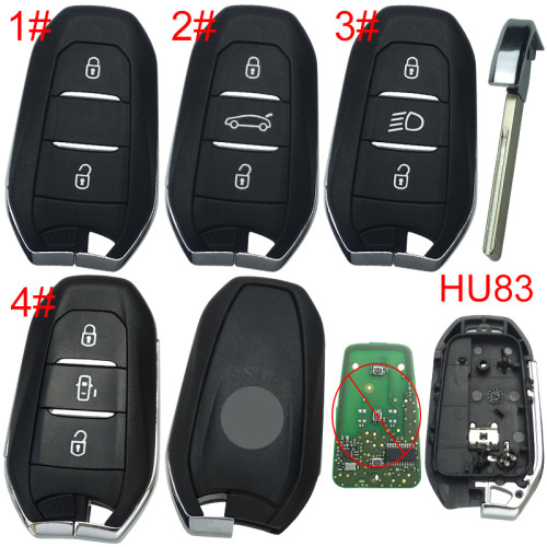 For Peugeot remote key shell with badge, blade HU83. Pls choose the button type