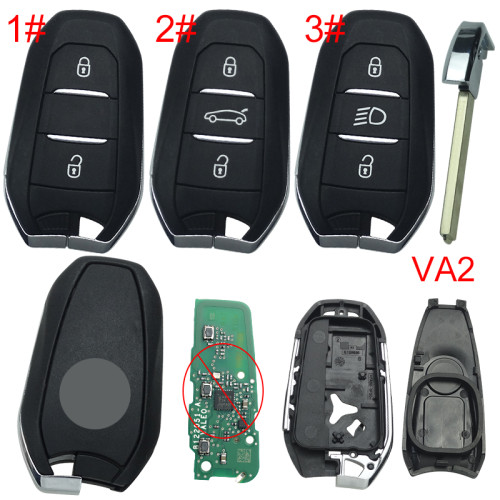 For Peugeot remote key shell with triangle badge, blade VA2. Pls choose the button type