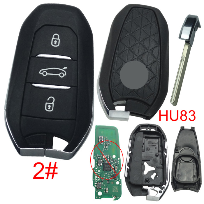 For Citroen DS remote key shell with badge, blade HU83. Pls choose the button type