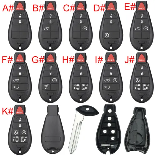 For Chrysler  remote key shell with panic button, emergency blade included， pls choose the button