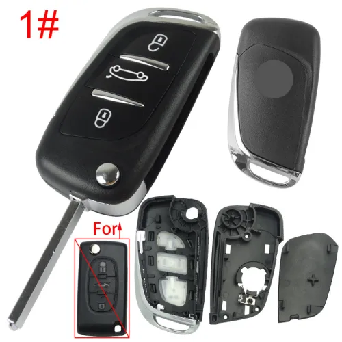 For Citroen modified 3 button remote key shell with battery clamp with logo place, pls choose the blade type  1#-VA2 2#-HU83 3#-NE73