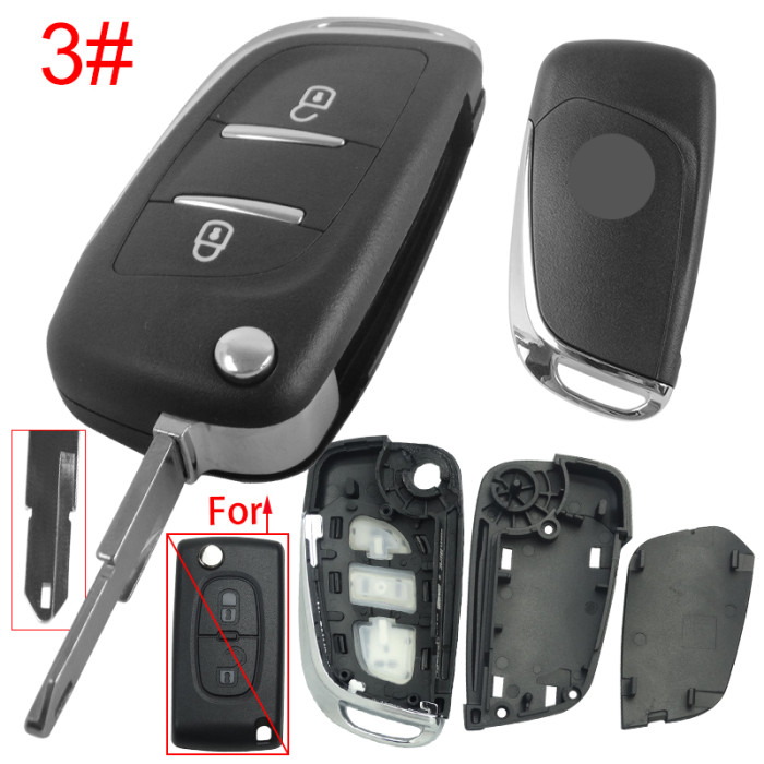 For Citroen modified 2 button remote key shell without battery clamp with badge place, pls choose the blade type   1#-VA2 2#-HU83 3#-NE73