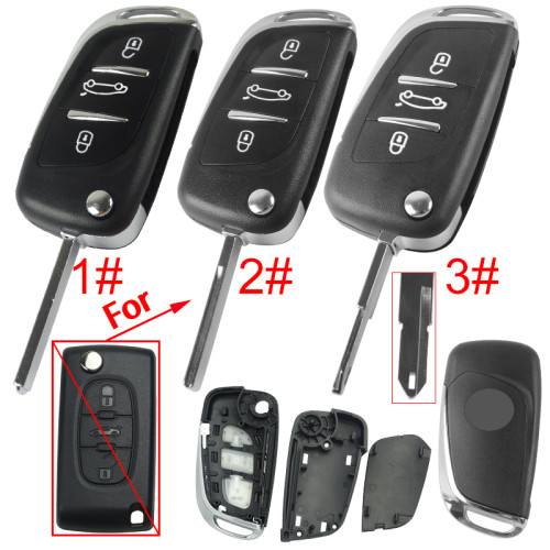 For Citroen modified 3 button remote key shell without battery clamp with badge place, pls choose the blade type   1#-VA2 2#-HU83 3#-NE73