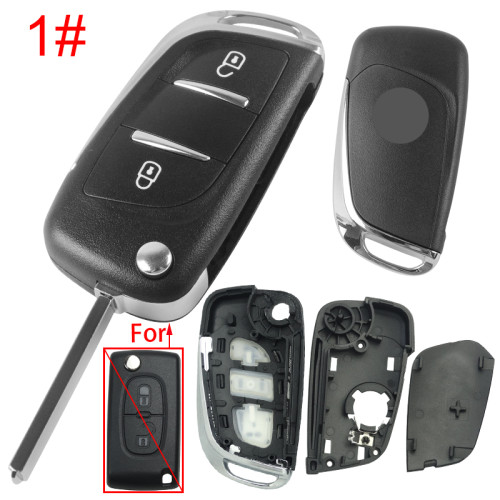 For Citroen modified 2 button remote key shell with battery clamp with badge place, pls choose the blade type  1#-VA2 2#-HU83 3#-NE73
