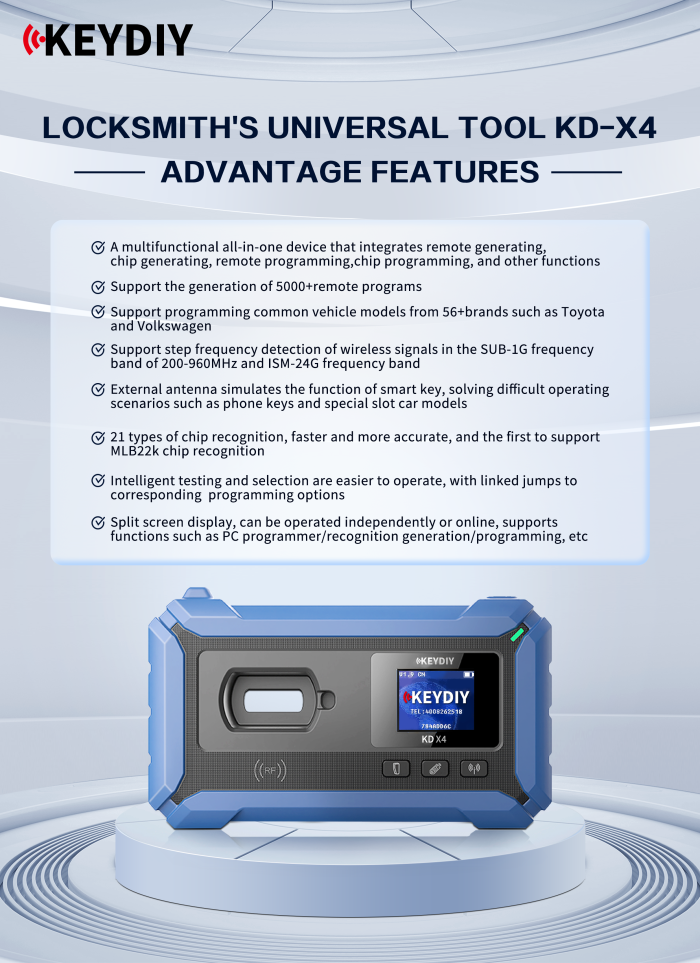KDX4 supports detection, generating,copy, programming, matching... Locksmith professional essential equiment KD-X4