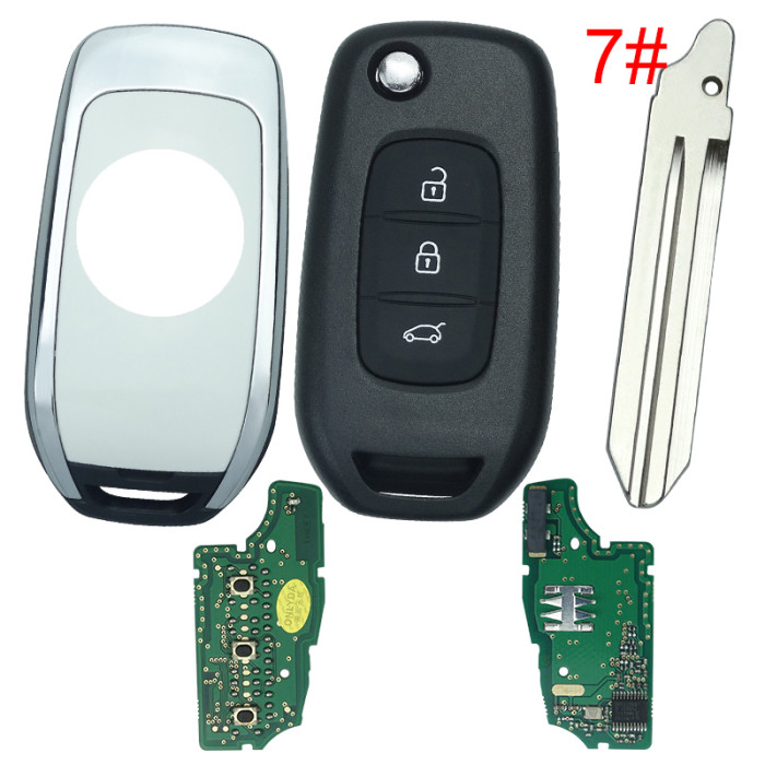 For Renault 3 Button flip remote   AES 4A PCF7961M chip-434MHZ FCCID:CWTWB1G767   for Renault Captur/Megane 3，please choose the blade