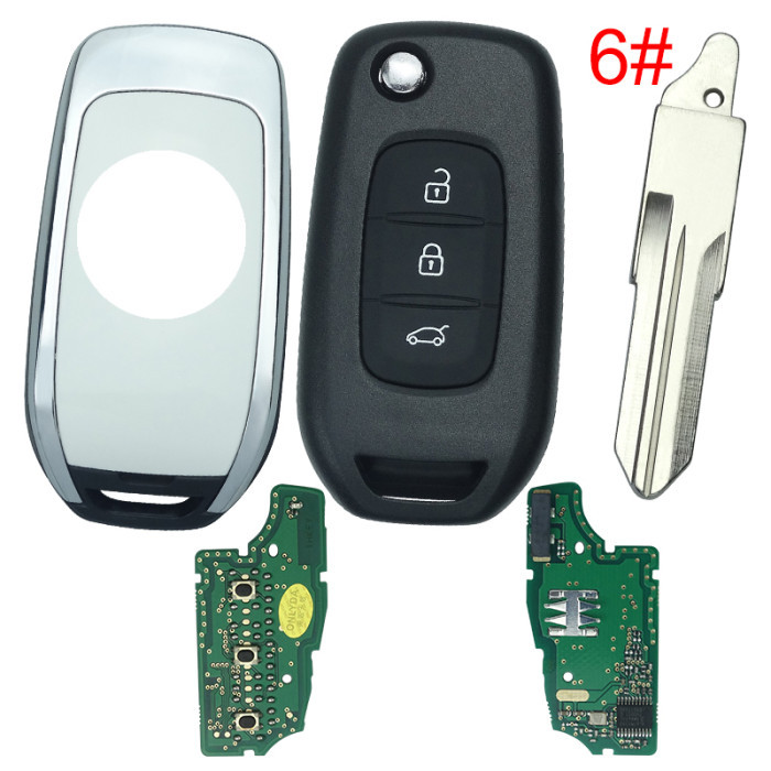For Renault 3 Button flip remote   AES 4A PCF7961M chip-434MHZ FCCID:CWTWB1G767   for Renault Captur/Megane 3，please choose the blade