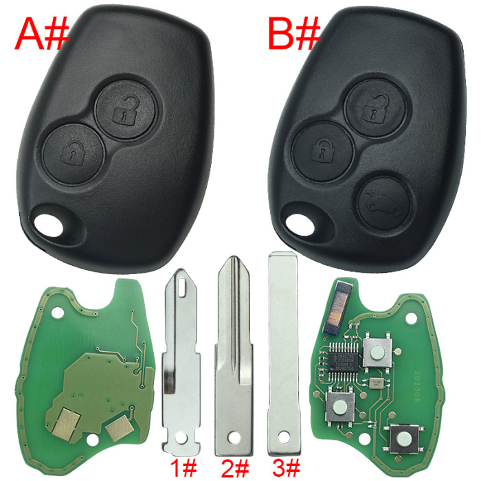 For Renault Clio III,Kangoo III,Master III remote key 434mhz with aftermarket 7947 chip after 2008 year, pls choose button and blade