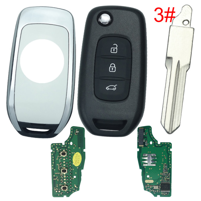 For Renault 3 Button flip remote   AES 4A PCF7961M chip-434MHZ FCCID:CWTWB1G767   for Renault Captur/Megane 3，please choose the blade