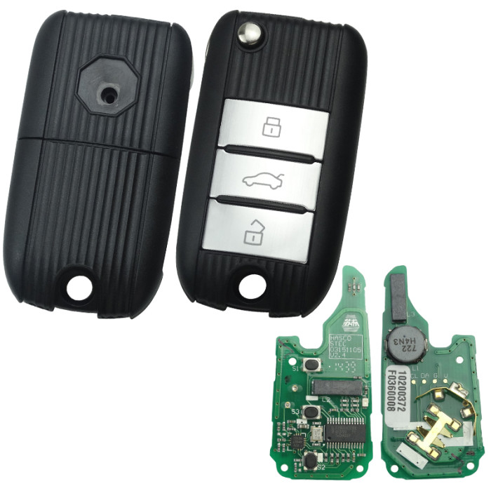 For MG ZS keyless go with 47 chip 3 button 433MHZ remote key Original PCB +aftermarket shell