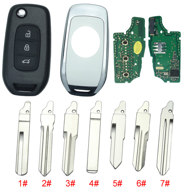 For Renault 3 Button flip remote AES 4A PCF7961M chip-434MHZ FCCID:CWTWB1G767 for Renault Captur/Megane 3,please choose the blade