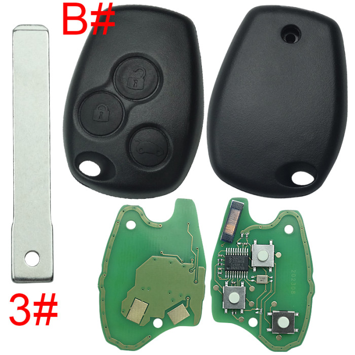 For Renault Clio III,Kangoo III,Master III remote key 434mhz with aftermarket 7947 chip after 2008 year, pls choose button and blade