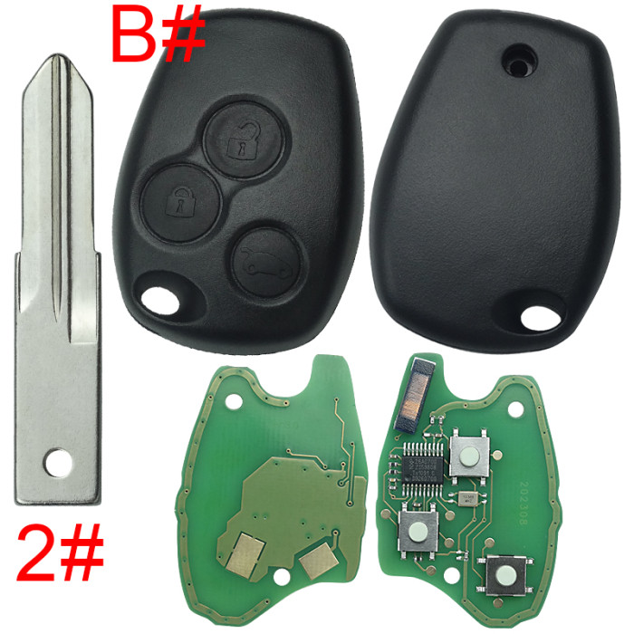For Renault Clio III,Kangoo III,Master III remote key 434mhz with aftermarket 7947 chip after 2008 year, pls choose button and blade
