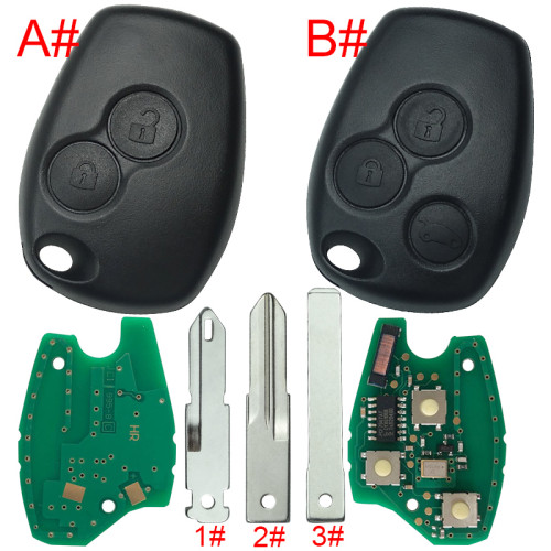 High quality For Renault 2/3 Button remote key Original PCF7947AT-434mhz after 2008 year,:Master II,Traffic II DACIA:Logan,Sandero,Duster
