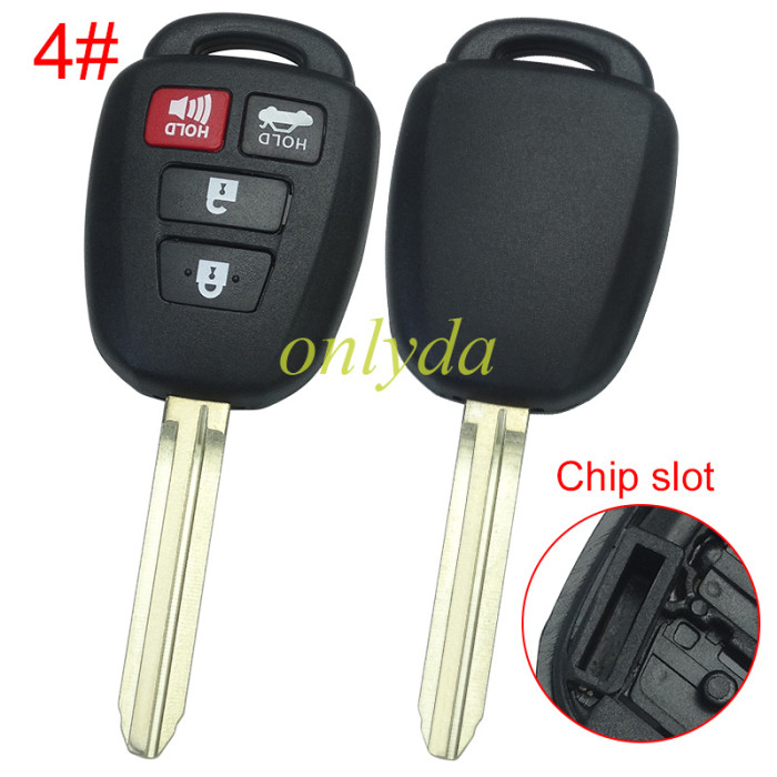 For Toyota  remote key blank without badge place, pls choose the button