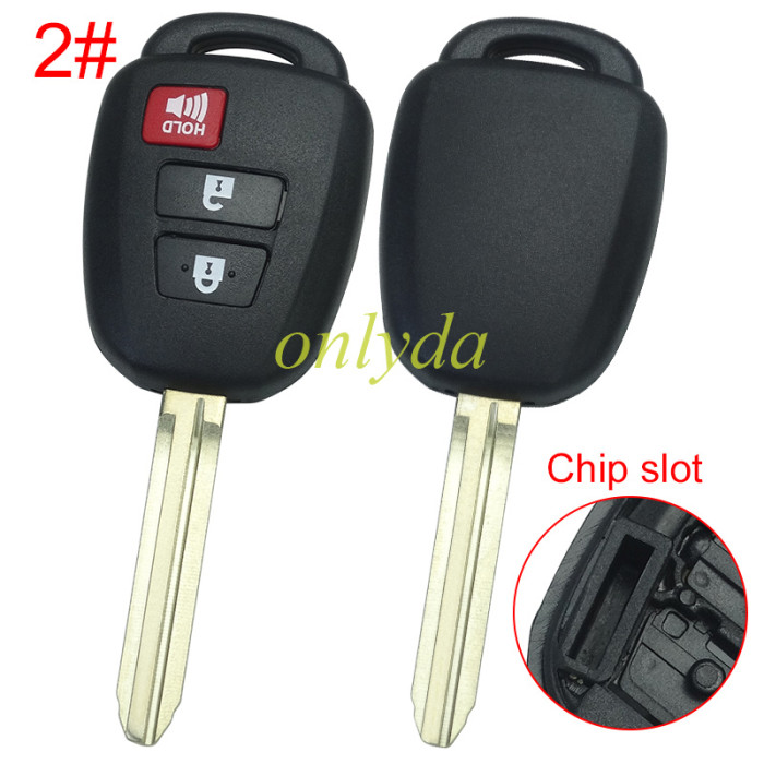 For Toyota  remote key blank without badge place, pls choose the button