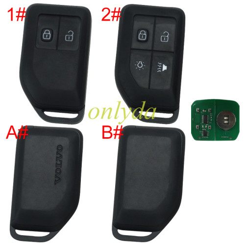 Volvo  2 / 4 button remote key with 434mhz  8A chip 22701076-P03  900559/1R16    20520292  FADM2S11KVA