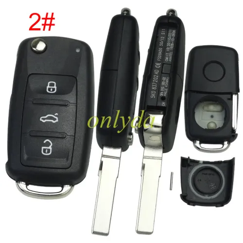 free shipping to EU, 10pcs/lot for VW 3 button key  blank with HU66 blade  new modle car after 2011（ round logo place on back）