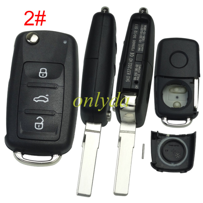 free shipping to EU, 10pcs/lot for VW 3 button key  blank with HU66 blade  new modle car after 2011（ round logo place on back）