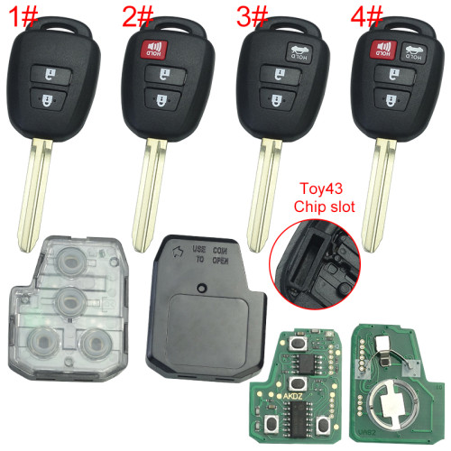 For Toyota  remote key with 314MHZ  for 2014- 2017 Yaris FCCID ：MOZB52TH  2B/ 2+1B / 3B / 3+1B