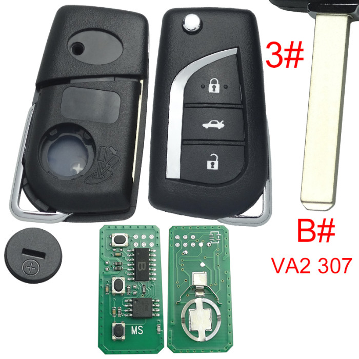 For Toyota Rav4 CAMRY COROLLA modified remote key with 3+1 button FCCID:HYQ12BDM with FSK 314.4MHZ
