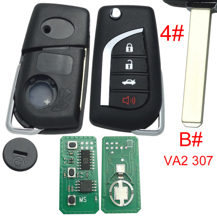 For Toyota Rav4 CAMRY COROLLA modified remote key with 3+1 button FCCID:HYQ12BDM with FSK 314.4MHZ