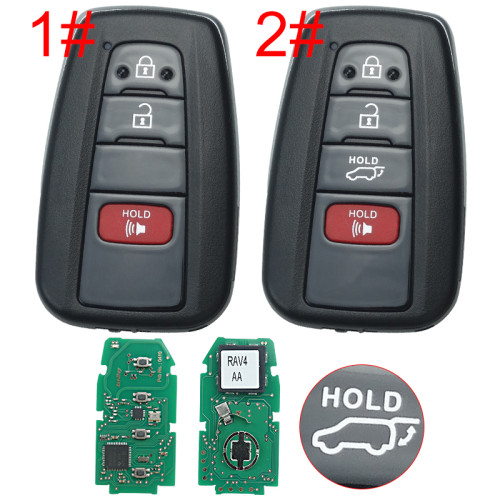 For Toyota 2+1 /3+1 button remote key with blade    FCC ID : HYQ14FBC 0351 BOARD RAV4 H / 8A chip  314.36Mhz-312.1Mhz Pls choose button