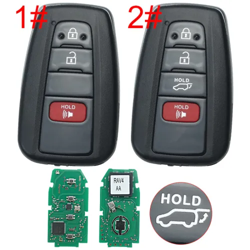 For Toyota 2+1 /3+1 button remote key with blade    FCC ID : HYQ14FBC 0351 BOARD RAV4 H / 8A chip  314.36Mhz-312.1Mhz Pls choose button