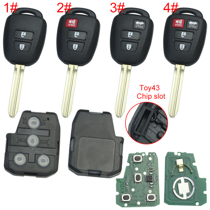 For Toyota remote key with 315MHZ compatible with  FCCID --HYQ12BEL and FCCID--HYQ12BDM please tell me , 2; 3 ; 2+1; 3+1 button which one you need?