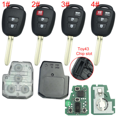 For Toyota 3+1 remote key, FCCID;GQ4-52T  with  434 mhz compatible with FCCID HYQ12BEL and FCCID HYQ12BDM