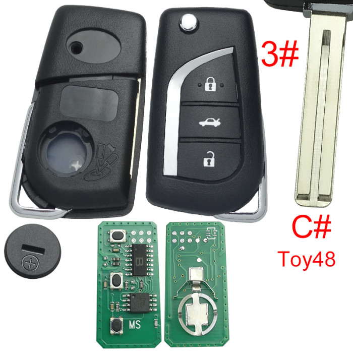 For Toyota Rav4 CAMRY COROLLA modified remote key with 3+1 button FCCID:HYQ12BDM with FSK 314.4MHZ