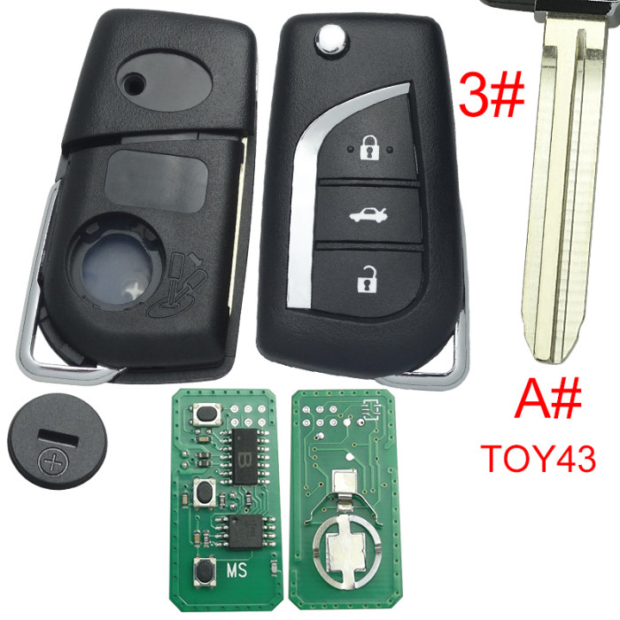 For Toyota Rav4 CAMRY COROLLA modified remote key with 3+1 button FCCID:HYQ12BDM with FSK 314.4MHZ
