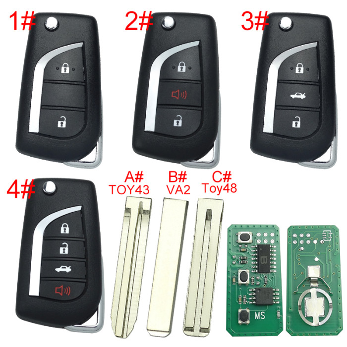 For Toyota Rav4 CAMRY COROLLA modified remote key with 3+1 button FCCID:HYQ12BDM with FSK 314.4MHZ