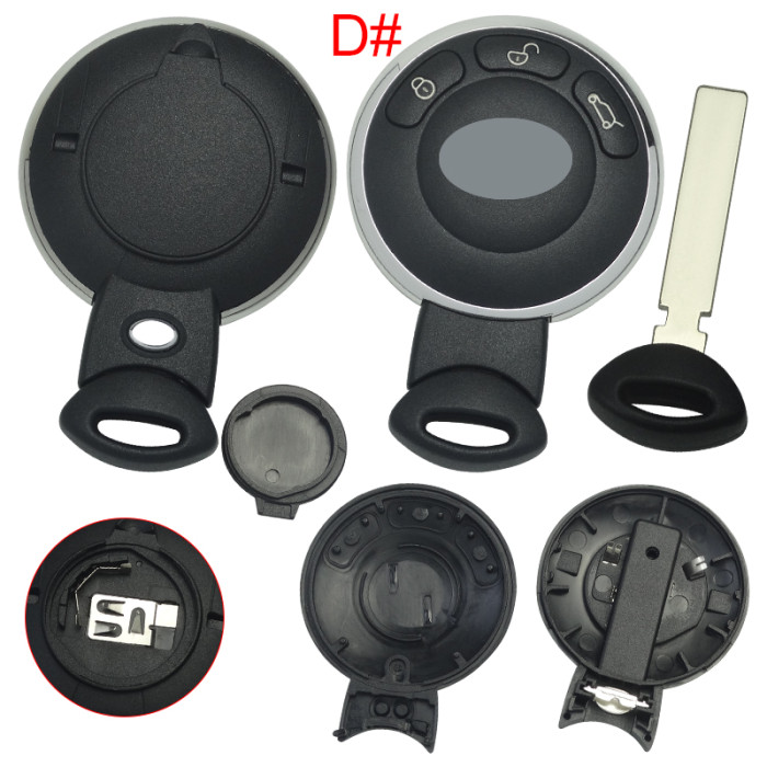 For BMW MINI Cooper 3 button remote key blank with battery clamp, with Lo/without Lo