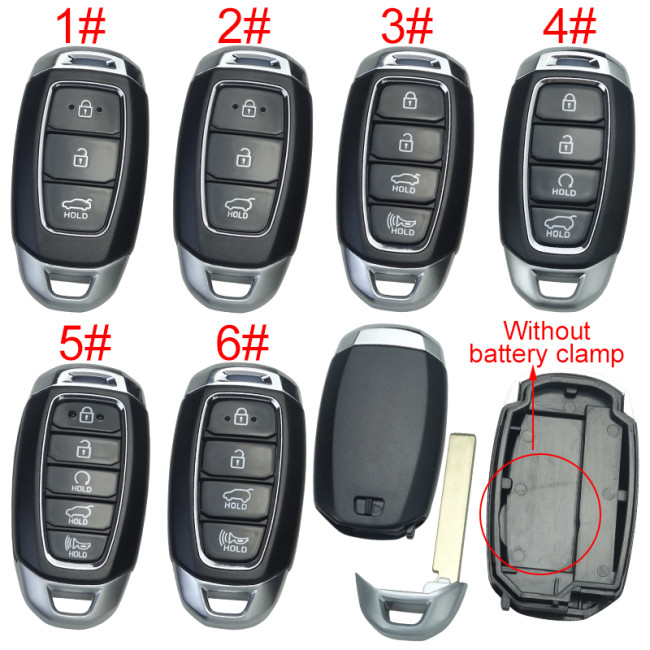 For Hyundai  remote key blank without battery clamp ,without badge , pls choose button
