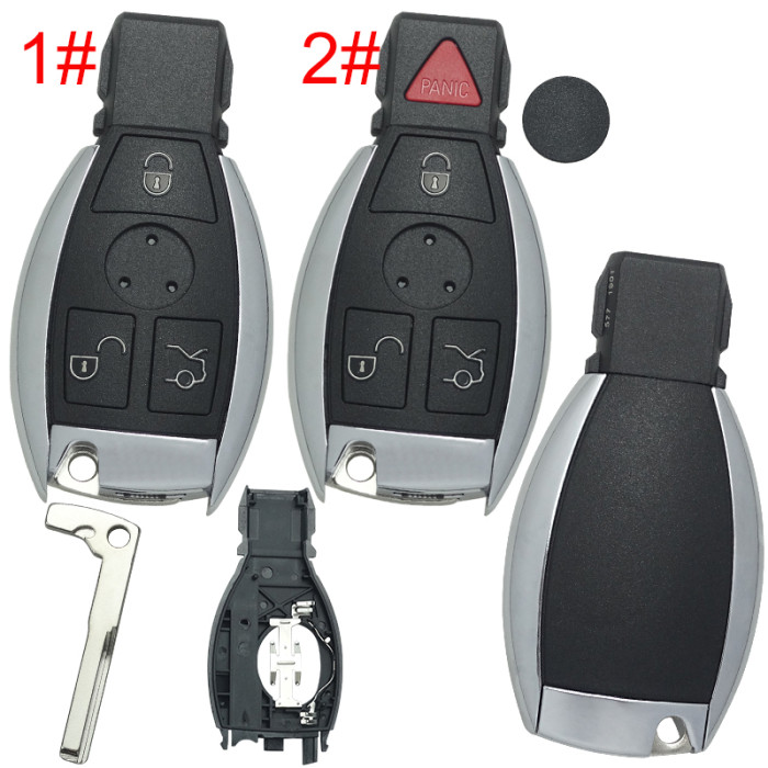 For Benz BGA 3 button remote key shell with badge
