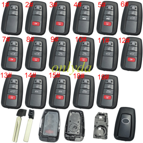 For Toyota remote key blank with blade with badge , the blade switch on the back-shell-part