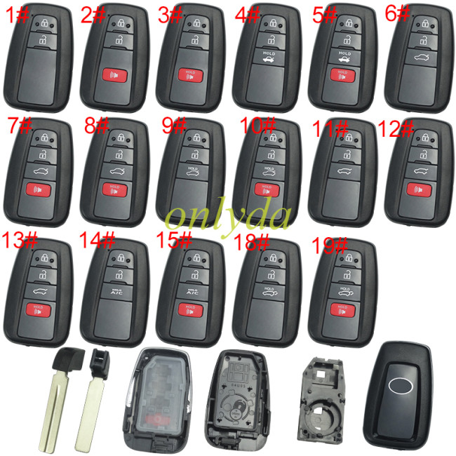 For Toyota remote key blank with blade with badge , the blade switch on the back-shell-part