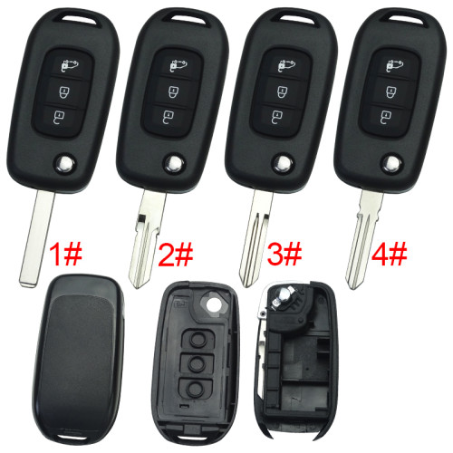 Renault 3 button flip remote key blank, without logo,pls choose blade