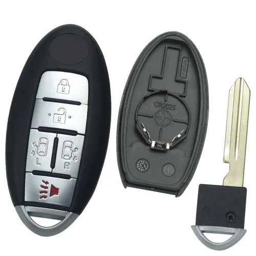 Nissan 4+1button  key blank with logo , with balde ,T-shaped interior for old model