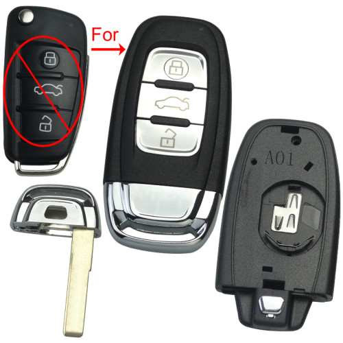 For Audi 3 button keyless modified key shell with Badge