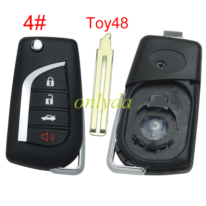 For Toyota  flip remote key blank with TOY48 blade with badge , please choose the button model