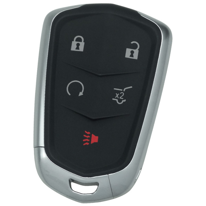For  Cadillac SUV smart Keyless 4+1 button remote key with adjustable frequency 315mhz/433MHZ for 2015-2016 Cadillac SRX  FCC ID: HYQ2AB 433mhz for 2017-2020 Cadillac XT5 2017-2019 Cadillac XTS FCC ID: HYQ2EB GM # 13598516 replaced by 13510245 Switchable frequency GM # 13580800, 13598528