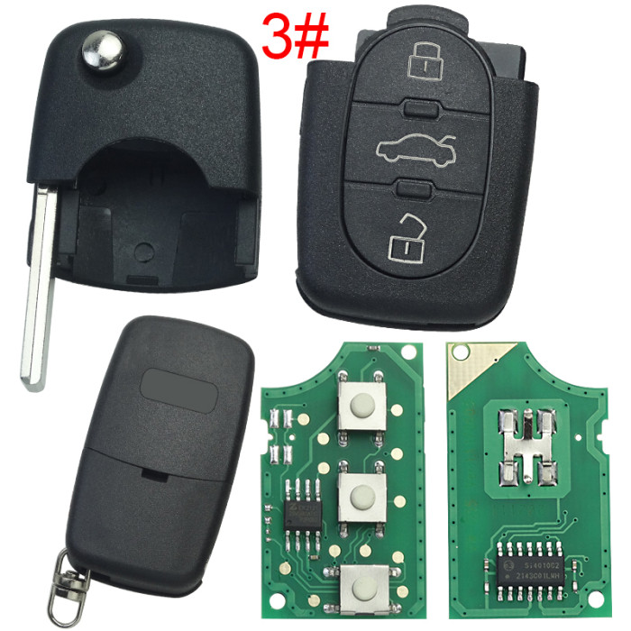 For Audi Key Fob Remote 434mhz  with ID48chip  PN: 4D0 837 231 D 1998-2002 Audi A4  FCC: MZ241081964,   4D0837231D, pls choose button