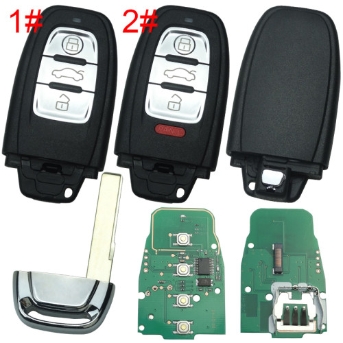 For Audi A4L,Q5 3/3+1 button remote  control with 315Mhz/434Mhz, pls choose button  Remote System 8T0-959-754C 8K0-959-754G 8T0-959-754G 8KO-959-754J 8KO-959-754C