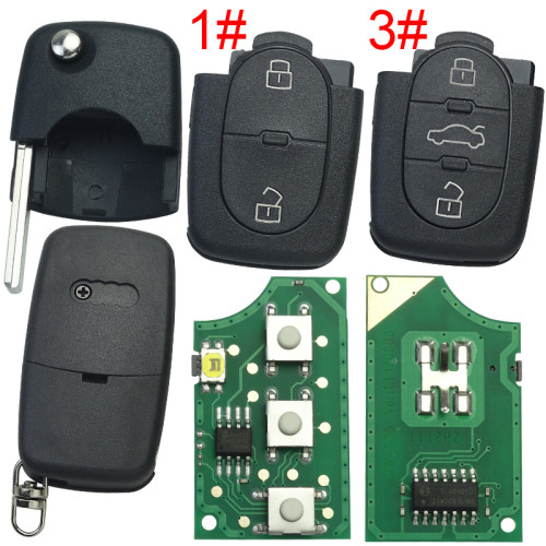 For Audi  remote key with  big battery  434MHZ ID48chip PN:4D0 837 231 K, pls choose button