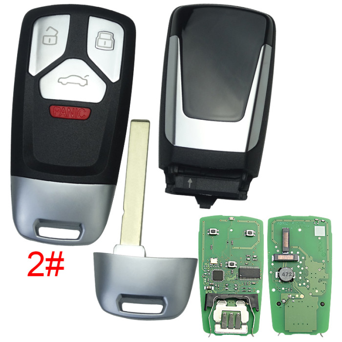 ForAudi TT 3 /3+1 button Keyless remote key with 434mhz with AES 48 chip ASK , pls choose button